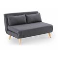 Banquette convertible 2 places en tissu gris tonka - gris