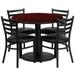 36'' Round Laminate Table Set with Round Base and 4 Ladder Back Metal Chairs