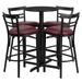 24'' Round Laminate Table Set with X-Base and 4 Ladder Back Metal Barstools