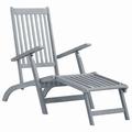 Lixada Outdoor Deck Chair with Footrest Grey Wash Solid Acacia Wood