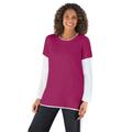 Plus Size Women's Layered-Look Crewneck Tee by Woman Within in Raspberry (Size 34/36) Shirt