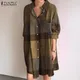 ZANZEA-Mini robe à carreaux à manches longues pour femmes chemise à carreaux robe d'été éducative