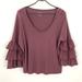 American Eagle Outfitters Tops | Aeo Ruffled Dolman Sleeve Mauve Blouse | Color: Purple | Size: M