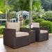 Palm Harbor 3 Piece Outdoor Wicker Conversation Set With Sand Cushions - 93 "W x 29.5 "D 34.5 "H