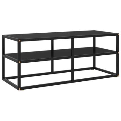 vidaXL TV Stand Black with Black Glass 39.4"x15.7"x15.7"