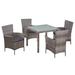 vidaXL 5 Piece Patio Dining Set with Cushions Poly Rattan Gray - 35.4" x 35.4" x 29.5"