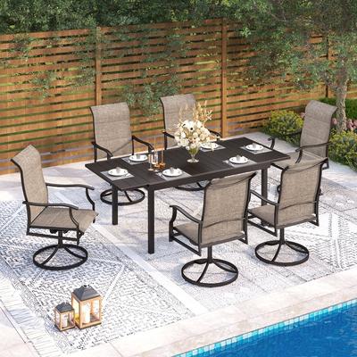 MAISON ARTS Modern Expandable Table Patio Dining Set with Rocking Swivel Chairs