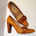 Michael Kors Shoes | Michael Kors Tan Leather Heels, Sz 6 1/2 Med | Color: Gold/Tan | Size: 6.5