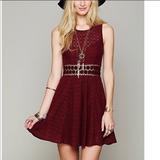 Free People Dresses | Free People Daisy Lace Skater Dress | Color: Red | Size: 4