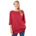 Plus Size Women's Perfect Elbow-Sleeve Boatneck Tee by Woman Within in Classic Red (Size 5X) Shirt