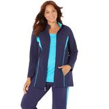 Plus Size Women's Glam French Terry Active Jacket by Catherines in Navy Scuba Blue (Size 6X)