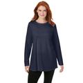 Plus Size Women's Perfect Long-Sleeve Crewneck Tunic by Woman Within in Navy (Size 34/36)