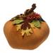 Harvest Velvet Pumpkin with Embroidered Leaves by Levinsohn Textiles in Pumpkin