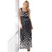 Plus Size Women's Banded-Waist Print Maxi Dress by Woman Within in Black Ombre Dot (Size 38/40)