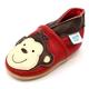 Dotty Fish weiche Leder Babyschuhe mit rutschfesten Wildledersohlen. Kleinkind Schuhe. Jungen. Rot mit Affen. 6-12 Monate (19 EU)