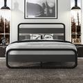 Steelside™ Minos Metal Bed Frame w/ Headboard & Footboard Wood & Metal/Metal in Black | 40.7 H x 62.8 W x 83.6 D in | Wayfair