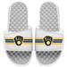 Men's ISlide White Milwaukee Brewers Varsity Stripes Slide Sandals