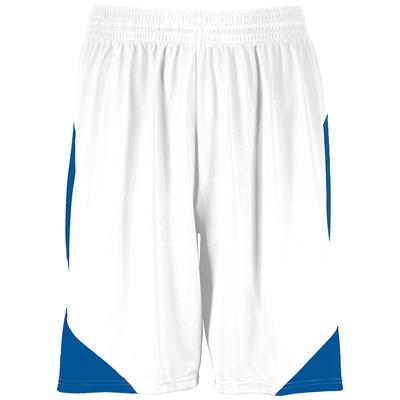 Augusta Sportswear 1733 Step-Back Basketball Shorts in White/Royal size Large | Polyester