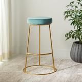 SAFAVIEH Sabina 29-inch Velvet Round Bar Stool - 18.5" W x 18.5" L x 29.2" H