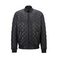 BOSS Mens Jecey Slim-fit Blouson-Style Quilted Jacket in Waxed Leather Black