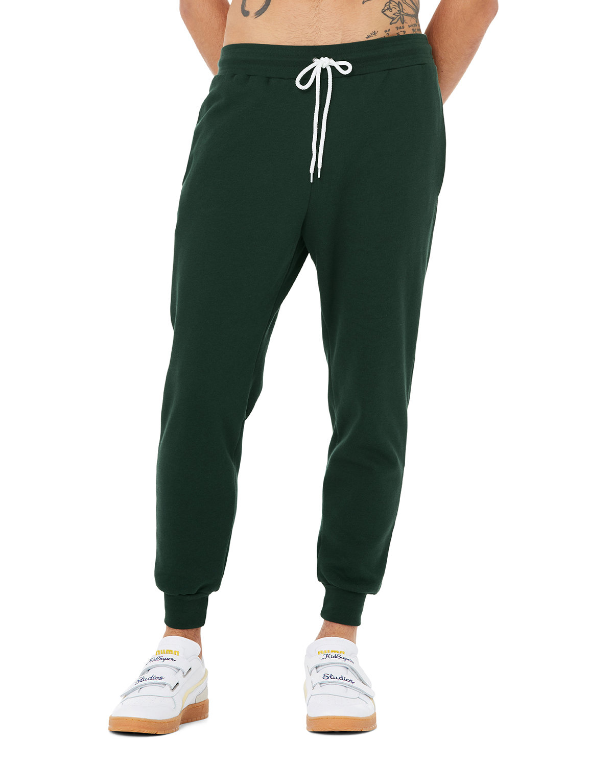 Bella + Canvas 3727 Jogger Sweatpant in Forest Green size XL | Fleece B3727, BC3727