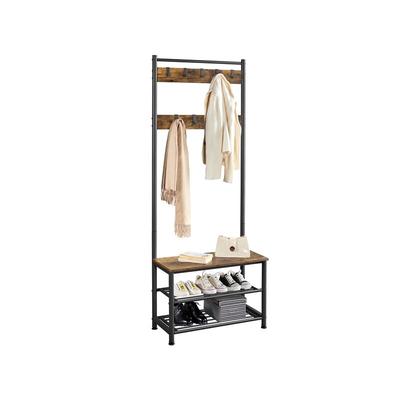 Garderobenständer Garderobe Schuhregal mit Sitzfläche Schuhbank Kleiderständer mit 9 Haken Sitzbank Image