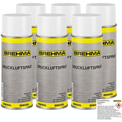 6x Brehma Druckluftspray Druckluftreiniger 400ml Air Duster Spray