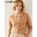 SuyaDream – Cardigan 100% laine pour femme pull col ras du cou simple boutonnage vestes d'automne