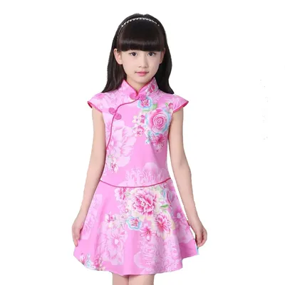 Robes d'été pour petites filles, vêtements traditionnels chinois, Cheongsam à fleurs, 2018