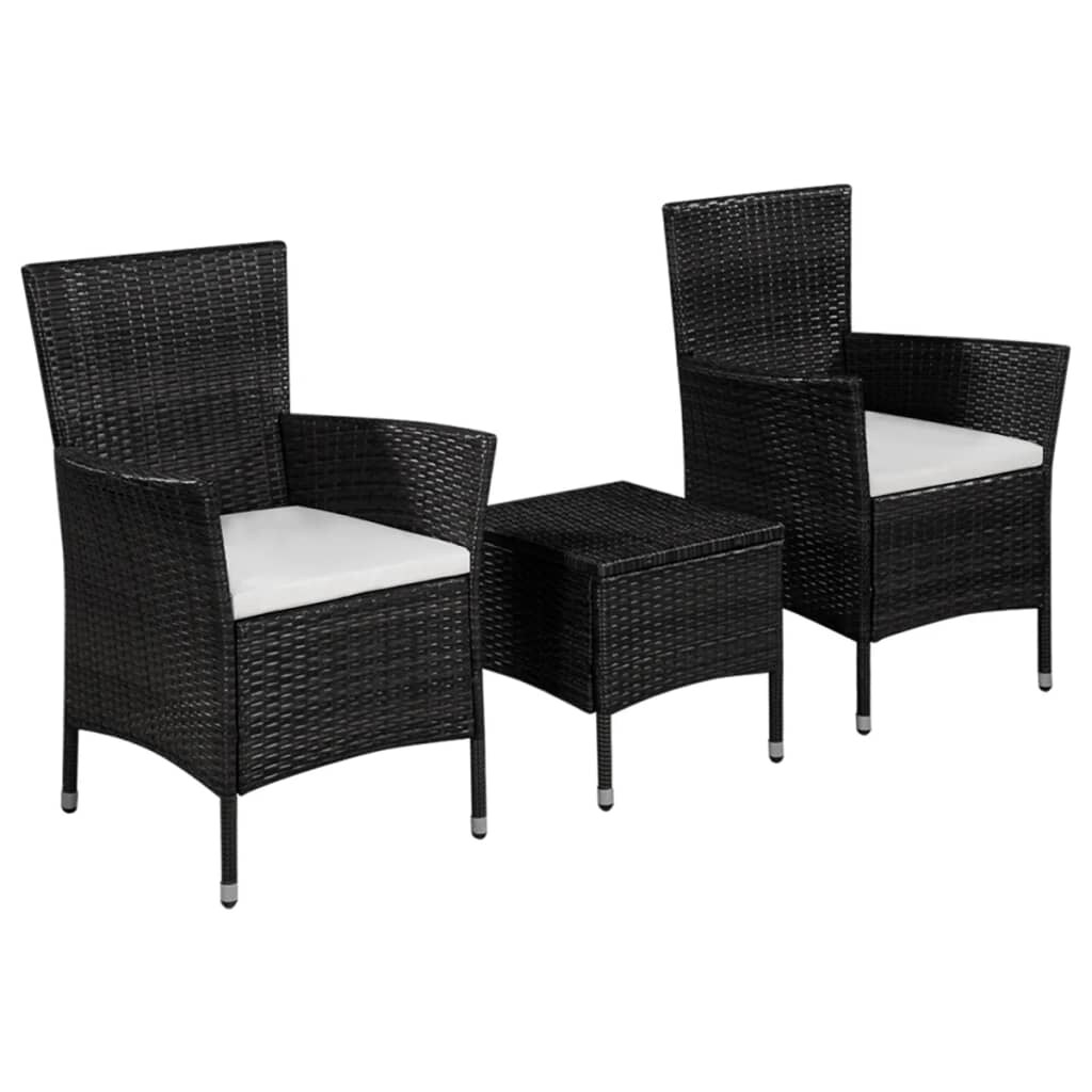 vidaXL 3-tlg. Bistro-Set Poly Rattan Schwarz Image