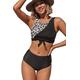 Beachsissi Womens Bikini Bathing Suits Leopard Print Patchwork 2 Piece Swimwear - black - Large