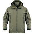 Memoryee Waterproof Men's Outdoor Softshell Jackets Warm Military Tactical Hoodies Camouflage Coat/Green/5XL