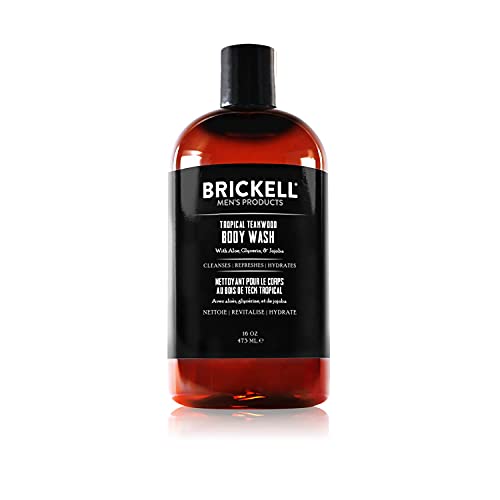Brickell Men's Invigorating Mint Body Wash for Men, Natural and Organic Deep Cleaning Shower Gel with Aloe, Glycerin, and Jojoba, Sulfate Free, Scented (Tropical Teakwood, 16 oz)