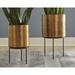 Signature Design by Ashley Donisha Contemporary Antique Brass Finished Planter - Set of 2
