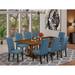 East West Furniture 9 Piece Dining Room Table Set- a Rectangle Kitchen Table and 8 Linen Fabric Chairs, (Finish Options)