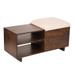 40" Chestnut Brown and Beige Entryway Storage Bench with Sliding Top