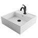 Kraus 3-in-1 Set White Square Ceramic Vessel Sink Arlo Faucet w/ Drain