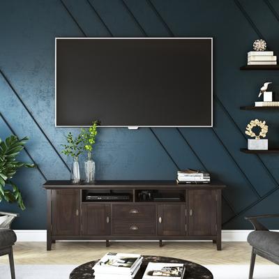 WYNDENHALL Mansfield SOLID WOOD 72 inch Wide Transitional TV Media Stand For TVs up to 80 inches - 72'' W x 16.5'' D x 26'' H