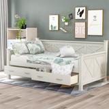 Harper & Bright Designs Twin Daybed with 2 Large Drawers with X-shaped Frame