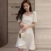 Women's Fashion Youth Dress Spring Summer Korean Style Art Sexy Slim Thin Solid Color Short-Sleeved Dress