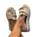 Colisha Women Flat Sandals Slides Slip on Open Toe Bowknot Espadrilles Platform Sandals Casual Slip-On Straw Wedge Open Toe Summer Sandal