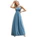 Ever-Pretty Women Elegant Sleeveless Mesh Maxi Evening Dress High Waist Glitter Long Homecoming Party Dress 50065 Dusty Navy US10