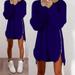 Zewfffr Women Plus Size Loose Long-Sleeves Zipper Sweater Dress (Royal Blue 5XL)