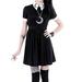 MIARHB Plus Size Skirt Floral Print Women dress Women Print Gothic Punk Slim Fit Black Button Down Short Sleeve Mini Dress