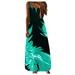 Fashion Women Casual Plus Size Print V-Neck Pockets Sleeveless Long Dress