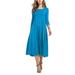 MANTAR Womens Dresses Casual Elegant Loose Ladies Round Neck Evening Party Long Maxi Half Sleeve Dresses