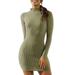 Women Long Sleeve Knitted Bodycon Mini Dress Ladies Casual Slim Clubwear Dresses