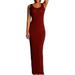 Booyoo Women Sleeveless Casual Maxi Tank Dress Plus Size S-3XL Summer Sexy Dresses