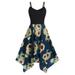 Women's Plus Size Dress Plus Size Fashion Womens Sunflower Print Asymmetric Camis Handkerchief Dress