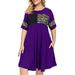 Women's Plus Size Dress Women Plus Size Sexy Splicing Dress Soild Leopard Short Sleeves O-Neck Dress